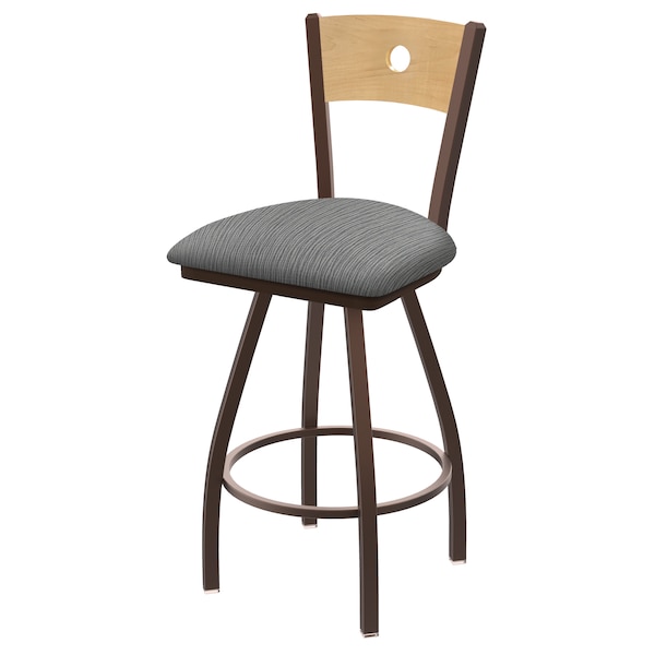 36" Swivel Counter Stool, Black Wrinkle, Nat Back, Graph Seat